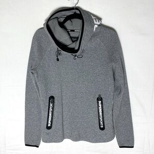 Superdry Gray Pullover Cowl Hoodie Activewear Athletic Sweatshirt S